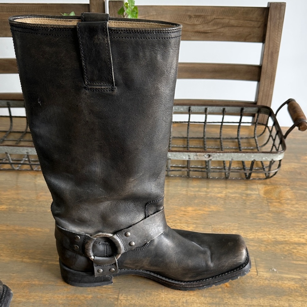 Frye Black Leather Combat Boots - Picture 4 of 7